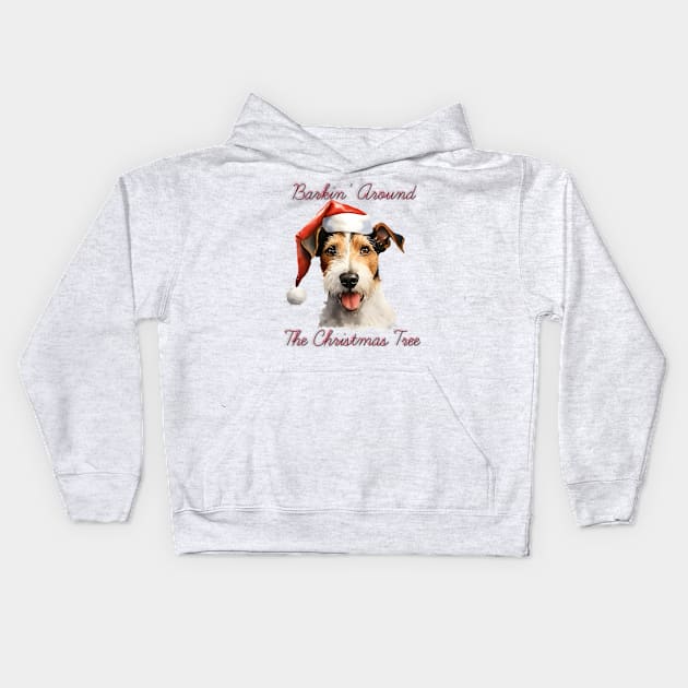 Christmas Fox Terrier Dog in Santa Hat Kids Hoodie by Pawsitive Curios